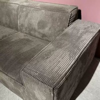Canapé compressé avec revêtement en velours côtelé pour salon, gris anthracite, profil bas, canapé sectionnel 3 places avec accoudoirs
