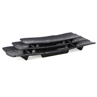 Vaisselle de restaurant incassable Assiette à sushi en mélamine irrégulière noire de 10.5 pouces