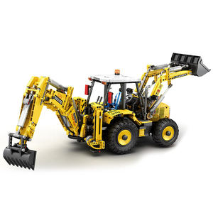 Ensemble de blocs de construction Reobrix 22018 RC Backhoe Loader, véhicule de construction électrique télécommandé, jouet électronique - Product Image 1