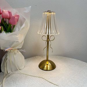 Cross-border trending crystal table <b>lamp</b>, restaurant light luxury ambient light, retro bedroom bedside bow USB rechargeable - Product Image 4