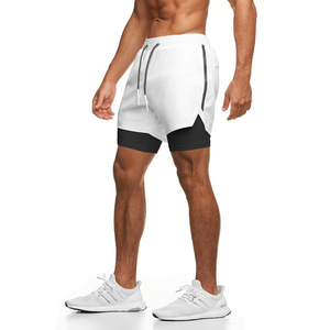 Celana Pendek Lari Pria Longgar Dengan Saku Resleting 2 in 1 Celana Pendek Pria Dengan Handuk Gym Celana Pendek Olahraga Jaring Lapis Ganda - Product Image 6