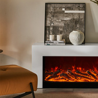 Moderner Farmhouse Luxus TV-Ständer aus Massivholz mit LED-Simulierter Flamme zur Beheizung des Wohnzimmers, Passend für 60-64 Zoll Fernseher