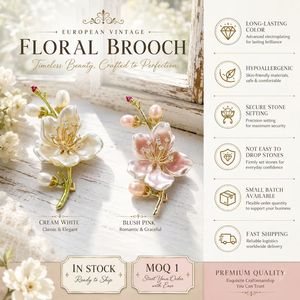 สาขาเคลือบมุกทาสีด้วยมือ3D พร้อมเข็มกลัดคริสตัลไข่มุกแบบบาโรก - Product Image 4