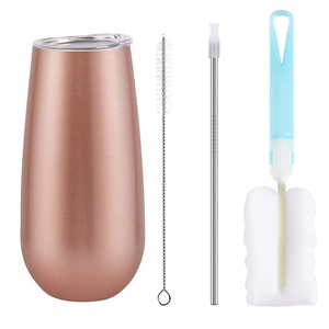 Double Wall Steel Stemless Stainless Glasses Tazas Rose Gold Wine Tumbler and <strong>Wholesale</strong> Insulated <strong>Champagne</strong> <strong>Flutes</strong> - Product Image 5