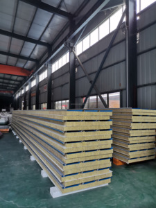 Nhà Máy Giá kho cách điện EPS Sandwich <span class=keywords><strong>Panel</strong></span> Roof <span class=keywords><strong>Panel</strong></span> kim loại CE hiện đại màu thép offwhite/xanh/RAL prepainted - Product Image 5