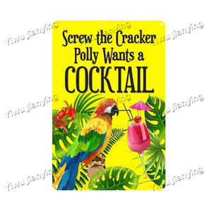 Cartel de hojalata de Metal Retro, decoración de pared en algún lugar de las cinco en punto, placa de Metal, puerta, hombres, guacamayo, loro, Animal, póster artístico para mascotas, Gif - Product Image 3