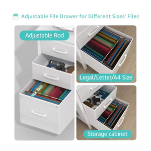 Modern Design Home Office <strong>Computer</strong> Desk with Extendable Feature &amp; File <strong>Drawers</strong> <strong>Cabinet</strong> for Small Spaces &amp; PC <strong>Tables</strong> - Product Image 3