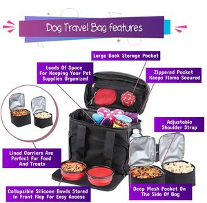 BSCI Factory Dog Supplies - Organizador de Accesorios para Bolsa de Viaje, Juego de 5 Piezas para Cachorros con Correa para el Hombro y 2 Compartimentos para Comida de Mascotas - Product Image 3