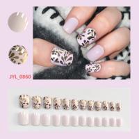 Faux ongles carrés courts élégants à presser, lavande lilas, réutilisables, avec feuille d'or métallique, design doux pour les doigts