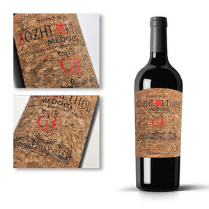 Etiqueta de botella de <span class=keywords><strong>vino</strong></span> de roble de impresión personalizada en relieve etiqueta de <span class=keywords><strong>vino</strong></span> de corcho de punto UV brillante de lujo <span class=keywords><strong>con</strong></span> estampado dorado - Product Image 4