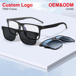Sunray Magnetic Clip On Polarized TR <b>Frame</b> Silicone Temple Upscale Detachable Flip Up Sunglasses For Men Outdoor - Product Image 1