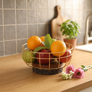 Corbeille à fruits ronde moderne en métal, conteneur de rangement 203 mm, support alimentaire de cuisine durable, conception soudée à un seul niveau - Product Image 5