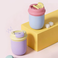 Gobelet isotherme à large ouverture de 12 oz en acier inoxydable, couleur macaron, style pastel, pour femmes