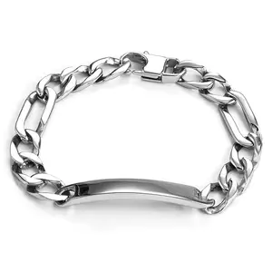Logo man Cable chain stainless steel heavy mens bracelet ,cube chain bracelet jewelry for men