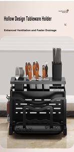 Séchoir à vaisselle en acier Étagère à vaisselle en acier Étagère à vaisselle pour comptoir de cuisine avec égouttoir Porte-ustensiles - Product Image 2