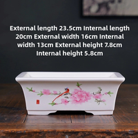 Vente chaude de pots à fleurs en porcelaine émaillée rectangulaires créatifs de style chinois Bonsai avec trou de drainage, résistants aux intempéries pour une utilisation au sol dans le jardin