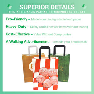 Sacs en papier kraft personnalisés pour restaurant avec votre propre logo, emballage à emporter pour la restauration rapide, sacs en papier kraft pour emporter des aliments - Product Image 3