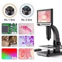 Microscope numérique à écran de 7 pouces, grossissement 2000X, double objectif, microscope électronique HD pour l'observation et la réparation de circuits