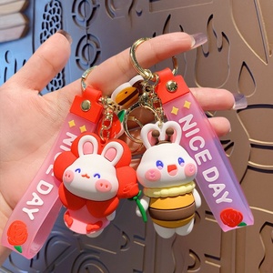 <span class=keywords><strong>Porte</strong></span>-clés <span class=keywords><strong>Original</strong></span> NICE DAY en PVC, motif lapin fleuri 3D, pendentif de sac créatif et exquis en alliage pour <span class=keywords><strong>femme</strong></span> - Product Image 3
