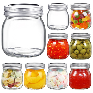 Pot en verre à large ouverture pour le stockage des aliments, 250 ml, 300 ml, avec couvercle en métal - Product Image 1