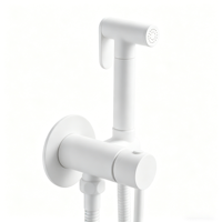 Ensemble de douche murale moderne en laiton blanc avec douchette à main, pulvérisateur de bidet, robinet d'angle, écologique, pour usage hôtelier, vertical