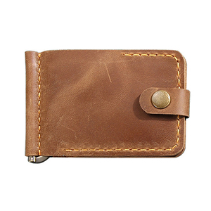 Men's Brown Vintage Retro Moneyclip Wallet Genuine Cowhide Credit Card Holder Crazy Horse Leather Money Clip Minimalist Wallets - Product Image 2