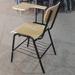 Chaise de formation en contreplaqué courbé avec grand tabletteur et étagère à livres, chaise d'étudiant pour cours et salles de classe - Product Image 3