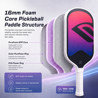 Raquette de pickleball pour enfants en fibre de carbone T700 de haute qualité, thermoformée monobloc, noyau en mousse de 16 mm, OEM ODM OMNI