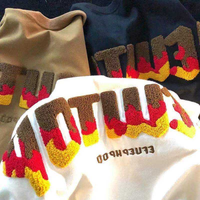 Fabricante de Camisetas con Bordado Chenille Personalizado, Algodón de Peso Personalizado, Tallas Grandes Unisex, Camiseta Blanca Oversize, Estilo Urbano, OEM