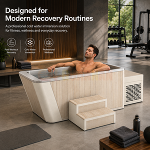 Baignoire de plongeon froid en acier inoxydable avec refroidisseur, bain de <span class=keywords><strong>glace</strong></span> en bois pour la récupération et le bien-être en salle de sport - Product Image 6