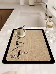 Super Absorbent Linen Table Mat Non-Slip Countertop Dining <strong>Kitchen</strong> <strong>Accessory</strong> Coffee Machine Diatom <strong>Mud</strong> Drainage Pad Soft Rubber - Product Image 4