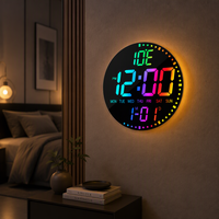 Jam Dinding Digital LED Layar Warna RGB Minimalis Modern dengan Digit Besar
