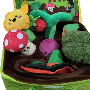 Jouet sensoriel Montessori en peluche Fruits Légumes Plantes de Jardin - Hochets, Miroir, Couineur, Textures, Tissus froissés - Cadeaux pour bébés - Product Image 2