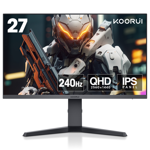 KOORUI 27 Inch Gaming Monitor WQHD (2560x1440) Gamer Monitor 240Hz Desktop Display 1ms 2K Pc Gaming Monitor