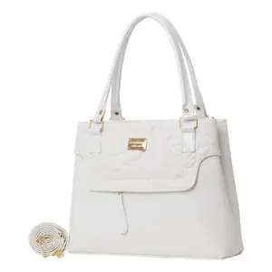 Bolso de Solapa para Mujer Fana Amelia M3736, Cuero Blanco, Clásico, Casual, con Decoración de Logotipo de Serpiente y Detalles Metálicos - Product Image 1