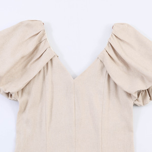 Abito Midi Personalizzato 2026 in Ramiè con Maniche a Sbuffo, Manica Corta, Sostenibile, Estivo, Vintage, Casual - OEM/ODM da Fabbrica di <span class=keywords><strong>Abbigliamento</strong></span> Cinese - Product Image 3