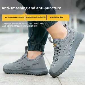 Chaussures <span class=keywords><strong>de</strong></span> <span class=keywords><strong>sécurité</strong></span> à bout en acier pour hommes Anti-Smash Anti-crevaison été respirant grande maille isolée 6kv protection sur site <span class=keywords><strong>de</strong></span> travail - Product Image 2