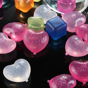 DD1557 Màu Hồng Tím Pe Cấp Thực Phẩm Ice Cubes Tình Yêu 15Pcs Đảng Uống Trang Trí Ice Khuôn Hình Trái Tim Tái Sử Dụng Ice Cubes - Product Image 3