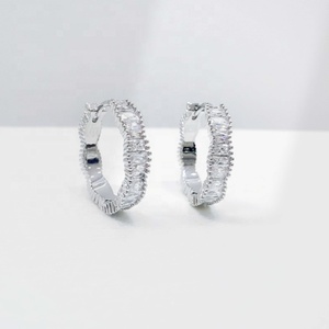 factory price plata 925 sterling <b>silver</b> trending zircon earring fashion jewelry minimalist woman colorful classic <b>hoop</b> earrings - Product Image 2