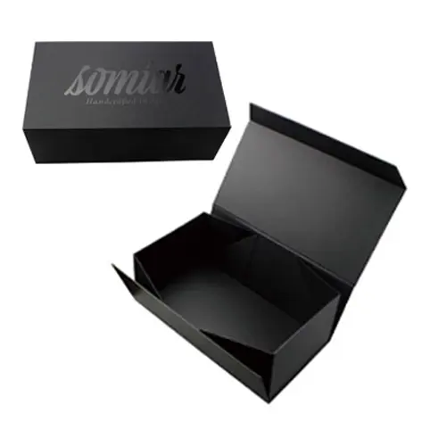 Recyclable UV Coating Black Custom Free Design Sample Rigid Cardboard Folding Book Shaped Magnetic Gift Box