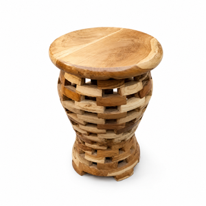 Fauteuil de loisirs en teck fait main, durable, minimaliste, motif nid d'oiseau concave, design sculptural pour salon, villa et hôtel - Product Image 1