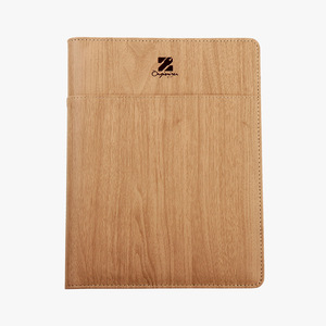 Carnet de notes professionnel à feuilles mobiles en cuir avec finition imitation bois, grain de bois importé, personnalisable - Product Image 2