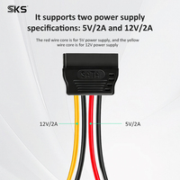 Cable divisor de alimentación SATA regular de 1 a 2, de 4 pines Molex a doble SATA para PC HDD SSD