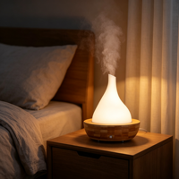 Diffuseur d'arômes ultrasonique à grain de bois 200 ml, 9 W, faible consommation, lumière LED 7 couleurs, humidificateur d'huiles essentielles pour chambre à coucher