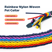 Collier pour chien en nylon tressé arc-en-ciel, personnalisé avec des perles de nom, doux, résistant à l'usure, collier tissé pour animaux de compagnie
