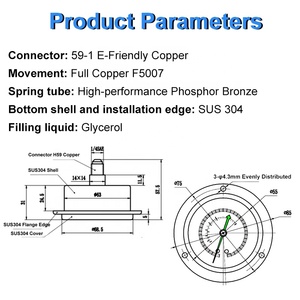Soğutma ünitesi için 1/4 SAE bağlantı SUS304 silikon veya gliserin dolum yağ basınç göstergesi - Product Image 2