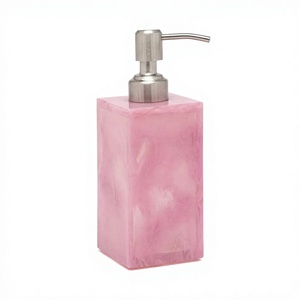 <b>Pink</b> Rectangle Himalayan Salt Soap Dispenser Polished Stone Modern Home Decoration - Product Image 1