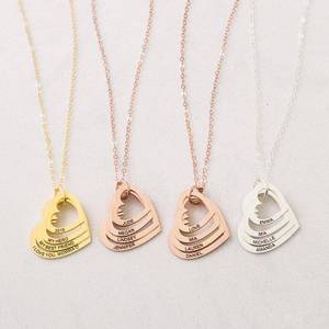 Gioielli in acciaio Best Friend Collane Personalizzato Oro Argento Oro Rosa Delle Donne Hollow Pendente Del Cuore Inciso Nome Stack Collana - Product Image 1