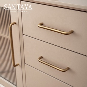 Poignée de meuble en laiton massif brossé Santaya en forme de U, bouton de tiroir en laiton massif, poignée longue moderne et simple pour armoire de cuisine - Product Image 5