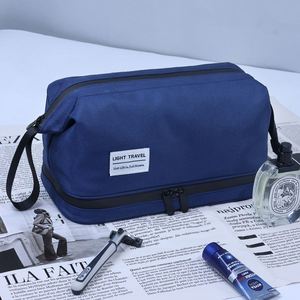 Trousse de Toilette de Voyage en Nylon Résistant à l'Eau avec Compartiments Séparés Humides/Secs et Fermeture Éclair – Grande Capacité, Portable - Product Image 3